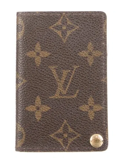 Pre-owned Louis Vuitton Monogram Pattern Coated Canvas Card Case In Brown