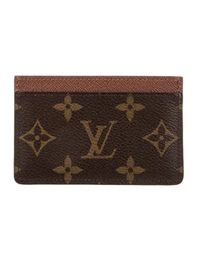 Pre-owned Louis Vuitton Monogram Pattern Coated Canvas Card Case In Brown