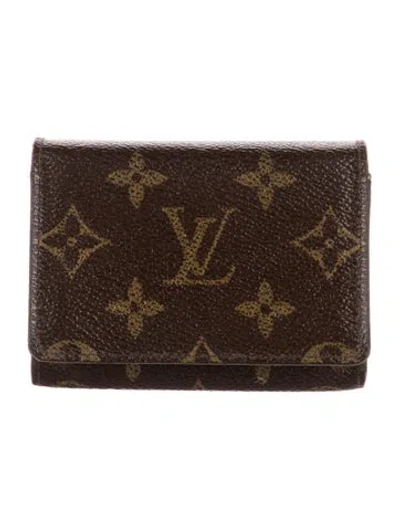Pre-owned Louis Vuitton Monogram Pattern Coated Canvas Card Holder In Brown