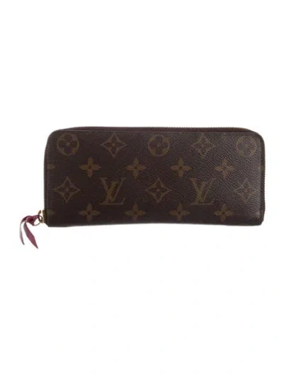 Pre-owned Louis Vuitton Monogram Pattern Coated Canvas Clemence Wallet W/ Tags In Brown