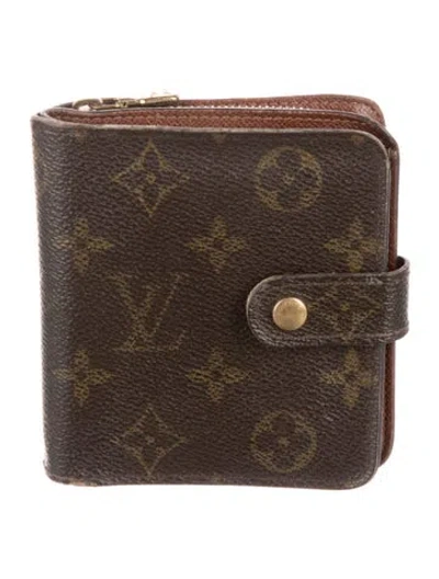 Pre-owned Louis Vuitton Monogram Pattern Coated Canvas Compact Zippé Wallet In Brown