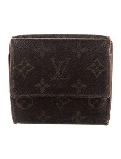 Pre-owned Louis Vuitton Monogram Pattern Coated Canvas Elise Wallet In Brown