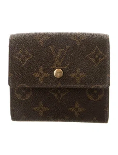 Pre-owned Louis Vuitton Monogram Pattern Coated Canvas Elise Wallet In Brown