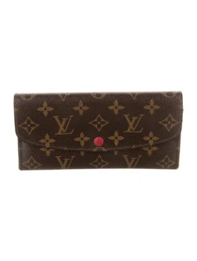 Pre-owned Louis Vuitton Monogram Pattern Coated Canvas Emilie Wallet In Brown