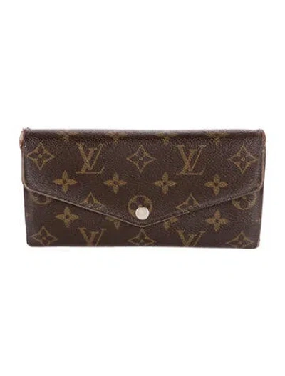 Pre-owned Louis Vuitton Monogram Pattern Coated Canvas Sarah Wallet In Brown