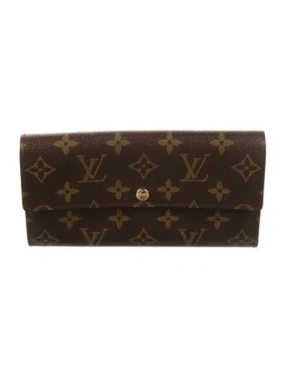 Pre-owned Louis Vuitton Monogram Pattern Coated Canvas Sarah Wallet In Brown