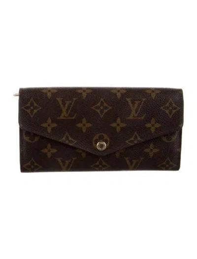 Pre-owned Louis Vuitton Monogram Pattern Coated Canvas Sarah Wallet In Brown