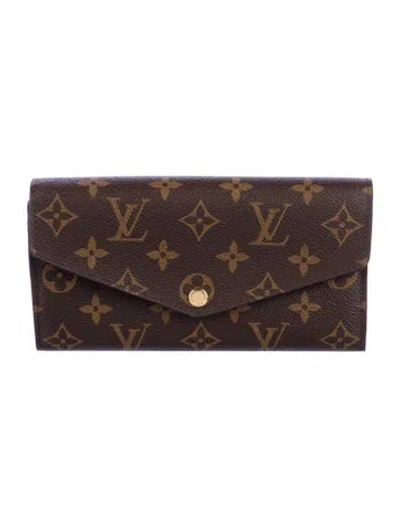 Pre-owned Louis Vuitton Monogram Pattern Coated Canvas Sarah Wallet In Brown
