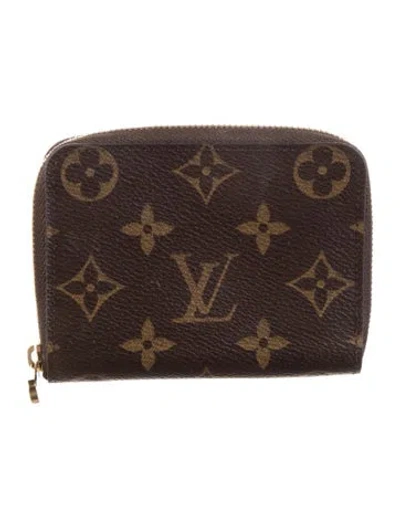 Pre-owned Louis Vuitton Monogram Pattern Coated Canvas Zippy Coin Purse In Brown