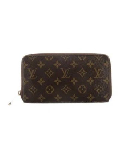 Pre-owned Louis Vuitton Monogram Pattern Coated Canvas Zippy Organizer Wallet In Brown