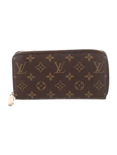 Pre-owned Louis Vuitton Monogram Pattern Coated Canvas Zippy Wallet In Brown