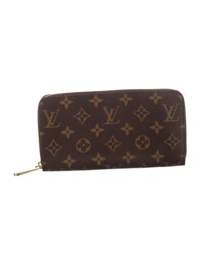 Pre-owned Louis Vuitton Monogram Pattern Coated Canvas Zippy Wallet In Brown