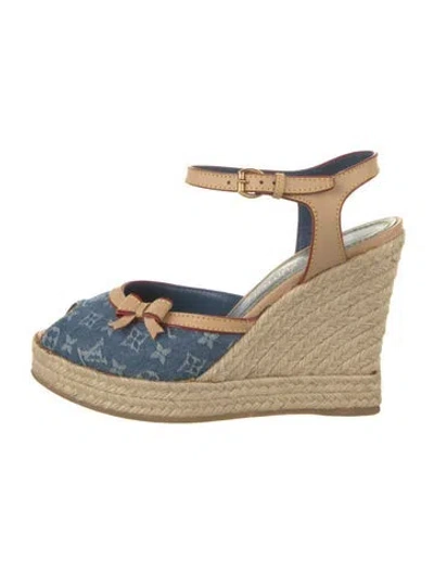 Pre-owned Louis Vuitton Monogram Pattern Denim Espadrilles In Blue