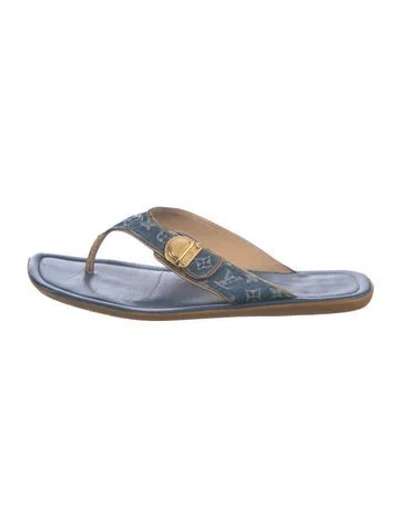 Pre-owned Louis Vuitton Monogram Pattern Denim Flip Flops In Blue
