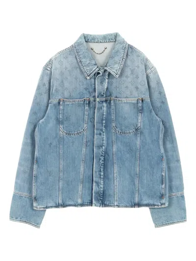 Pre-owned Louis Vuitton Monogram-pattern Denim Jacket In Blue