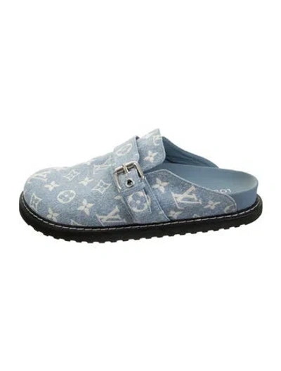 Pre-owned Louis Vuitton Monogram Pattern Denim Mules In Blue