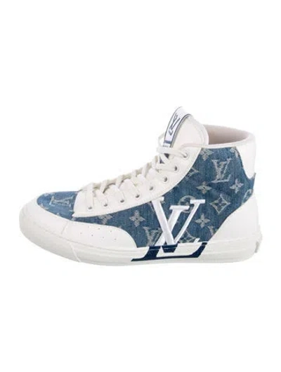 Pre-owned Louis Vuitton Monogram Pattern Denim Sneakers In Blue