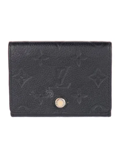 Pre-owned Louis Vuitton Monogram Pattern Empreinte Leather Card Case In Black
