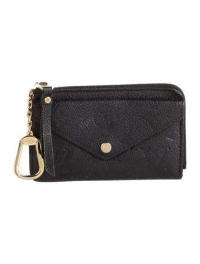 Pre-owned Louis Vuitton Monogram Pattern Empreinte Leather Card Holder Recto Verso In Black