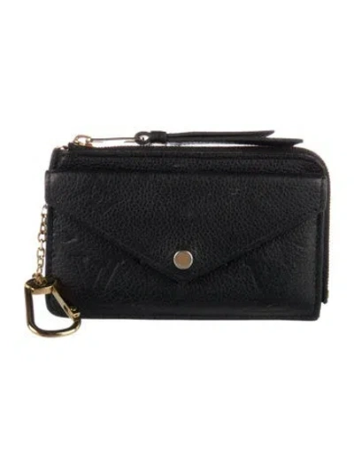 Pre-owned Louis Vuitton Monogram Pattern Empreinte Leather Card Holder Recto Verso In Black
