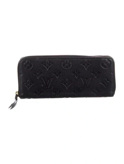 Pre-owned Louis Vuitton Monogram Pattern Empreinte Leather Clemence Wallet In Black
