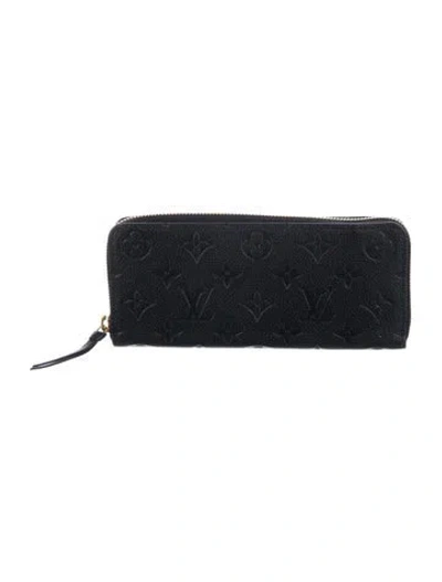 Pre-owned Louis Vuitton Monogram Pattern Empreinte Leather Clemence Wallet W/ Tags In Black