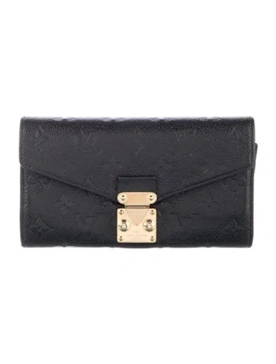 Pre-owned Louis Vuitton Monogram Pattern Empreinte Leather Metis Wallet In Black