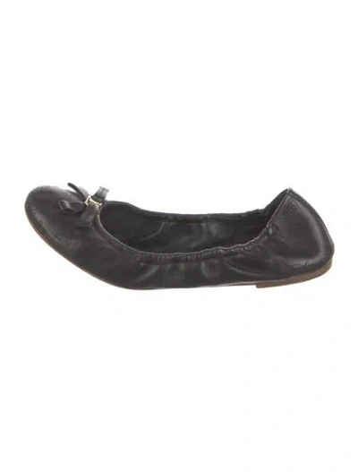 Pre-owned Louis Vuitton Monogram Pattern Leather Ballet Flats In Black