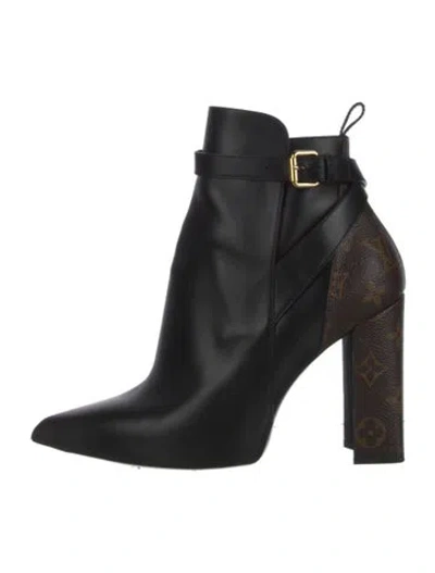 Pre-owned Louis Vuitton Monogram Pattern Leather Boots In Black