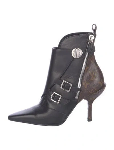 Pre-owned Louis Vuitton Monogram Pattern Leather Boots In Blue