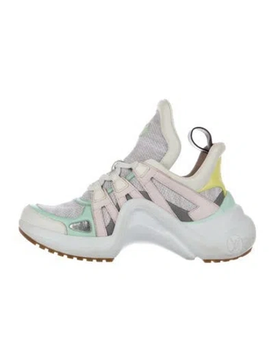 Pre-owned Louis Vuitton Monogram Pattern Leather Chunky Sneakers In Gray