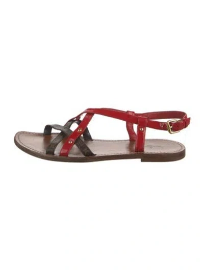 Pre-owned Louis Vuitton Monogram Pattern Leather Gladiator Sandals In Brown
