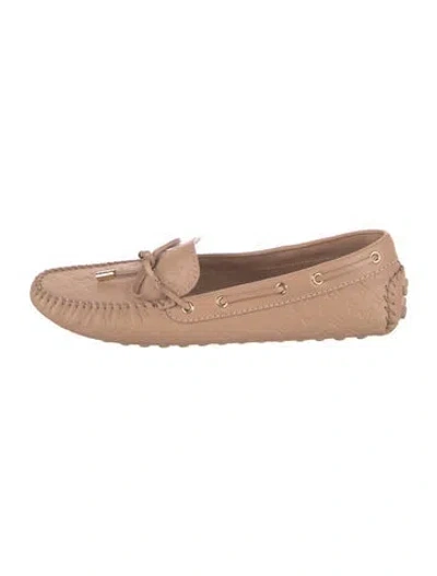 Pre-owned Louis Vuitton Monogram Pattern Leather Loafers In Pink