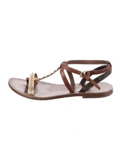 Pre-owned Louis Vuitton Monogram Pattern Leather Sandals In Brown
