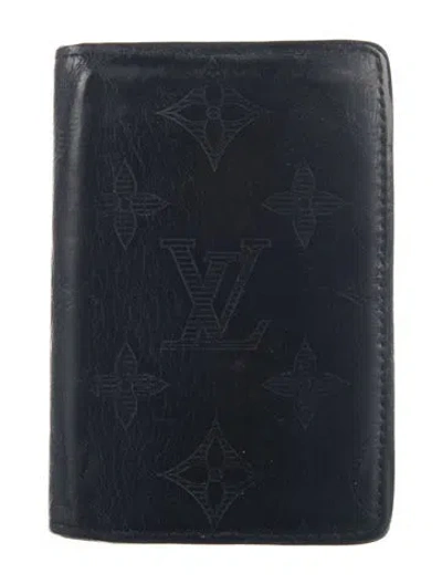 Pre-owned Louis Vuitton Monogram Pattern Leather Wallet In Black