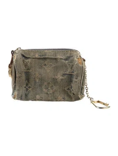 Pre-owned Louis Vuitton Monogram Pattern Monogram Denim Zippy Coin Purse In Blue