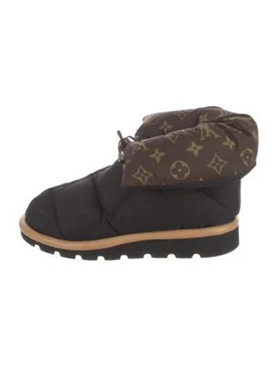 Pre-owned Louis Vuitton Monogram Pattern Nylon Lace-up Boots In Multi