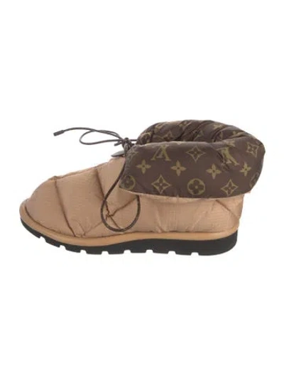 Pre-owned Louis Vuitton Monogram Pattern Nylon Lace-up Boots In Neutral