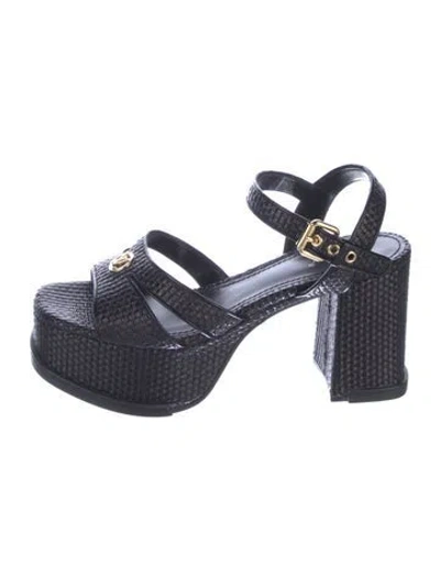 Pre-owned Louis Vuitton Monogram Pattern Raffia Sandals In Blue