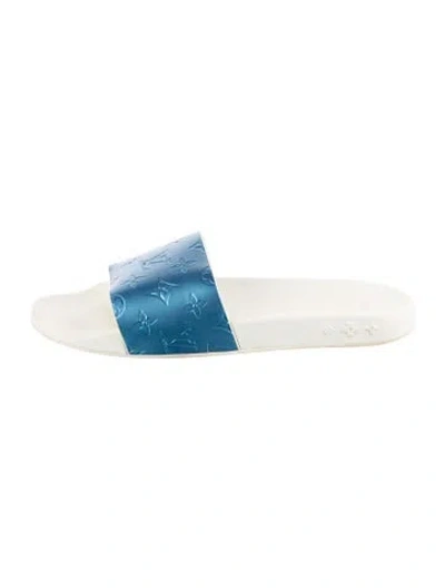 Pre-owned Louis Vuitton Monogram Pattern Rubber Slides In Blue