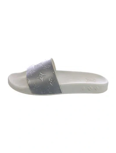 Pre-owned Louis Vuitton Monogram Pattern Rubber Slides In Silver