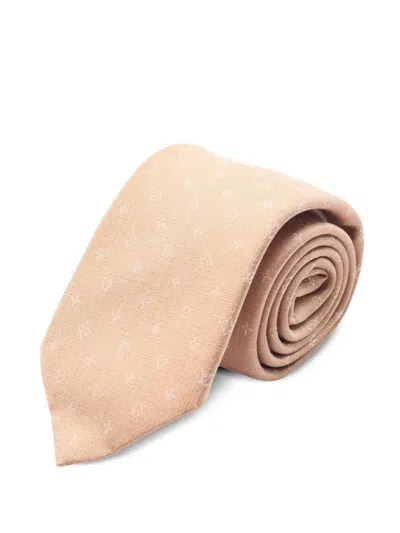Pre-owned Louis Vuitton Monogram-pattern Silk Tie In Neutral