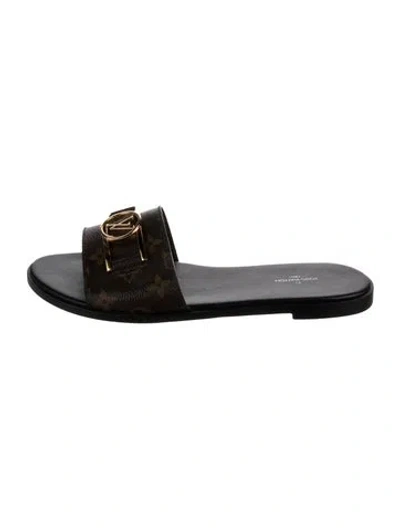 Pre-owned Louis Vuitton Monogram Pattern Slides In Black