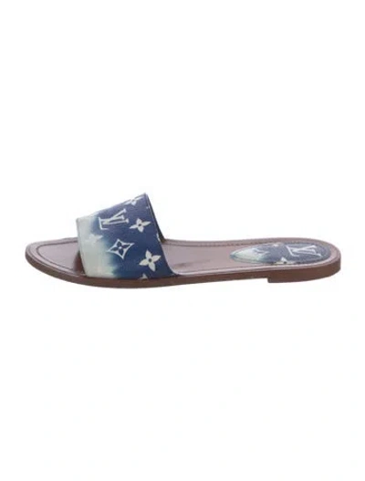 Pre-owned Louis Vuitton Monogram Pattern Slides In Blue