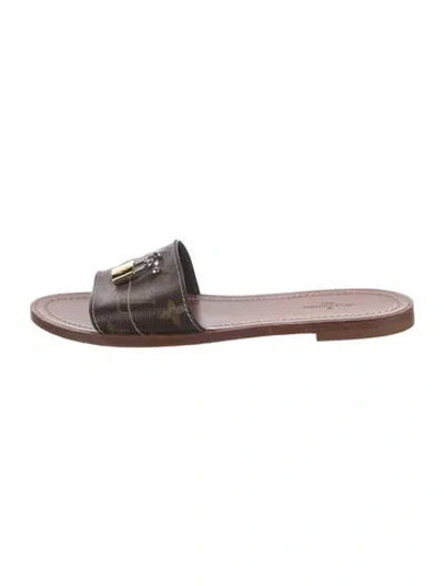 Pre-owned Louis Vuitton Monogram Pattern Slides In Brown