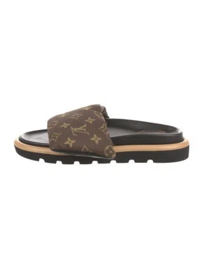 Pre-owned Louis Vuitton Monogram Pattern Slides In Brown