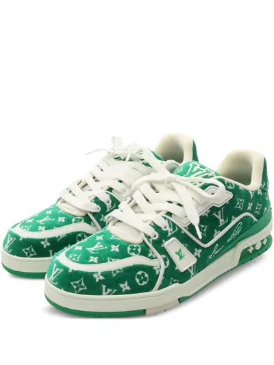 Pre-owned Louis Vuitton Monogram-pattern Sneakers In Green