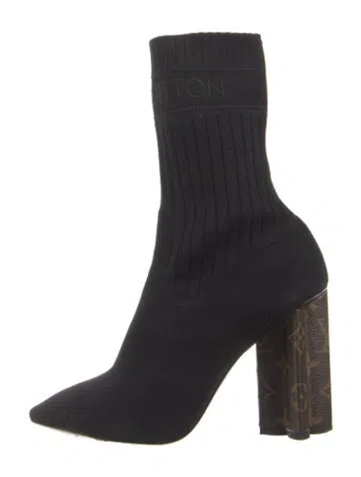 Pre-owned Louis Vuitton Monogram Pattern Sock Boots In Black