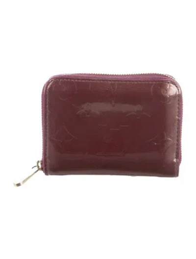 Pre-owned Louis Vuitton Monogram Pattern Vernis Patent Leather Zippy Wallet In Red
