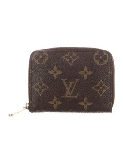 Pre-owned Louis Vuitton Monogram Pattern Zippy Coin Purse In Brown